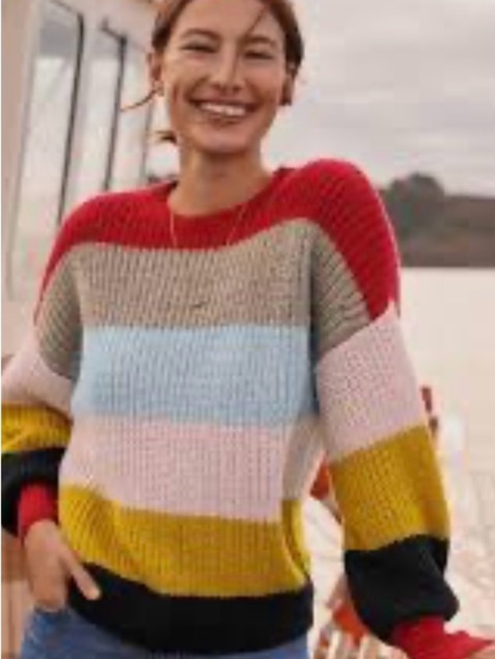 Boden  Chunky Striped Crewneck Sweater - Multicolor